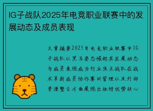 IG子战队2025年电竞职业联赛中的发展动态及成员表现